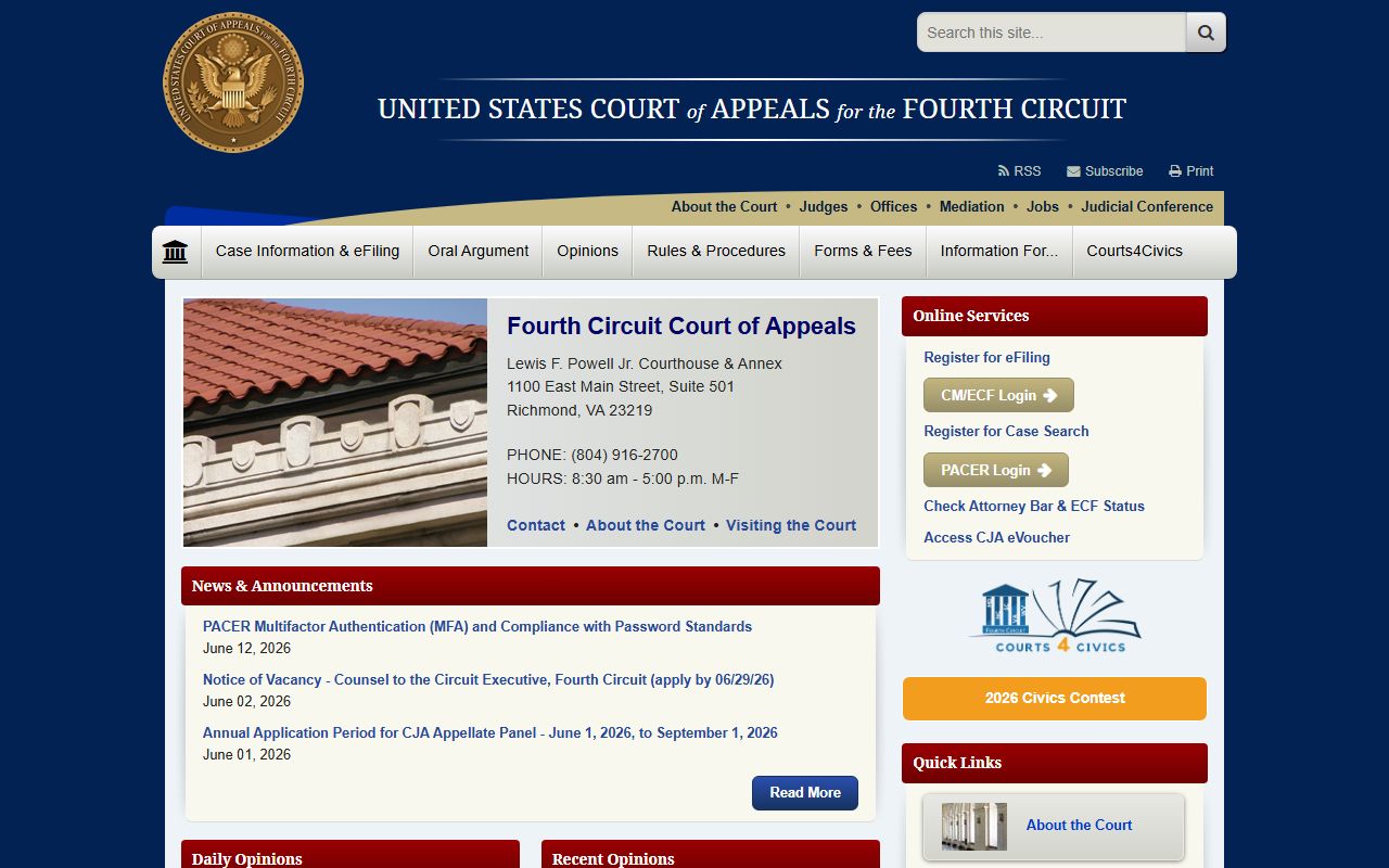 Berkeley County Circuit Court related Fourth Circuit Court of Appeals page
