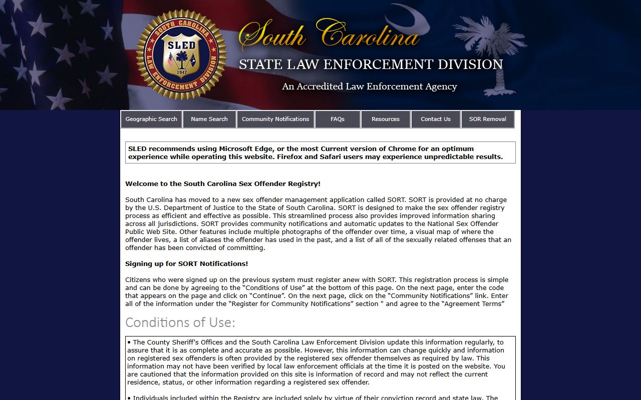 Berkeley County arrest records and court charges SLED sex offender registry