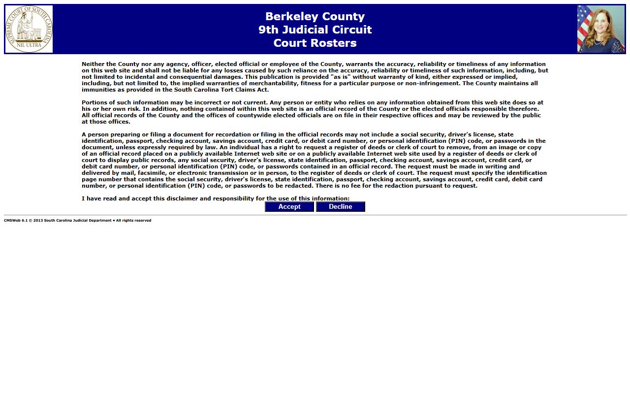 Berkeley County court dockets local roster portal
