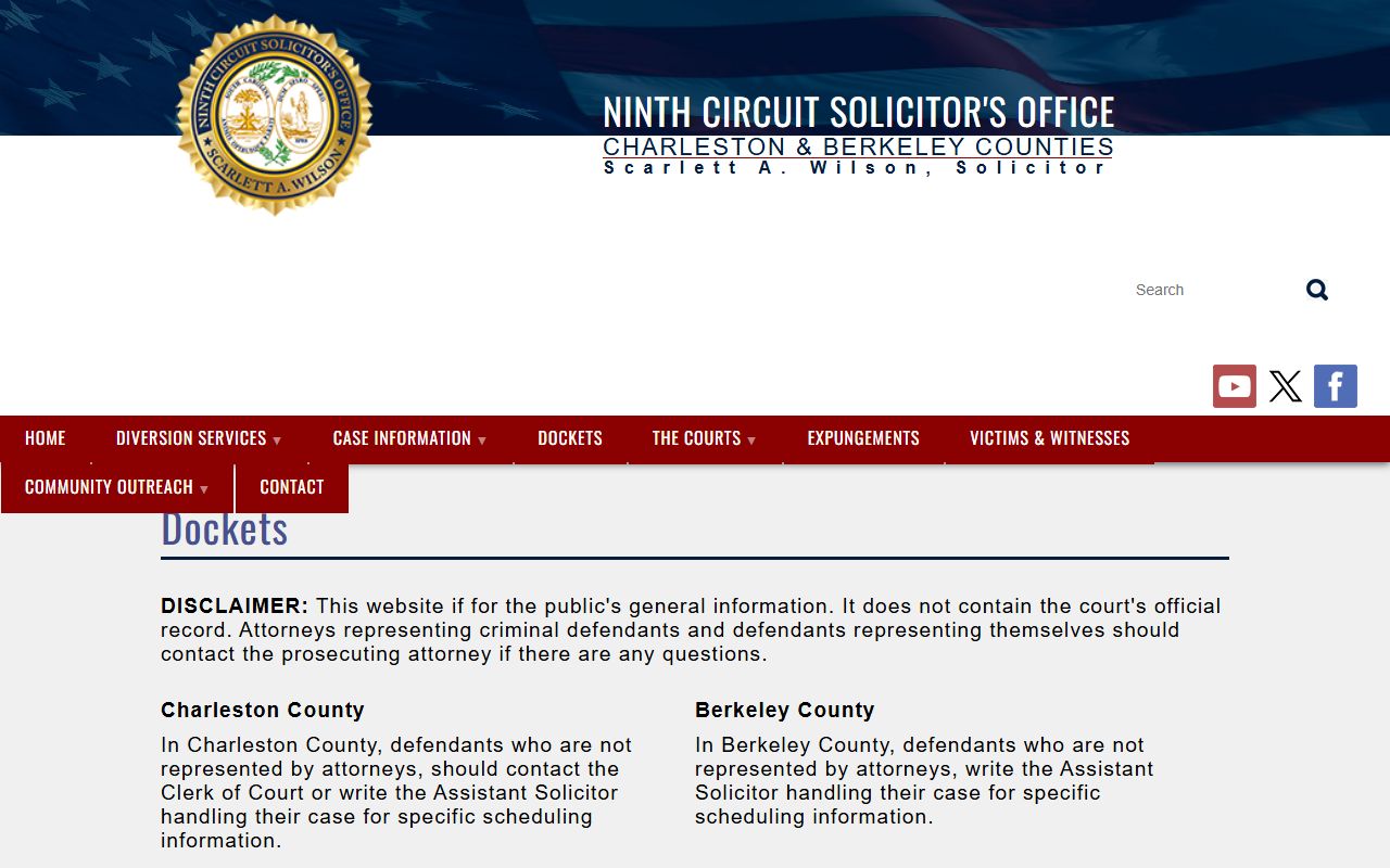 Berkeley County court dockets CourtPlus and Solicitor docket links
