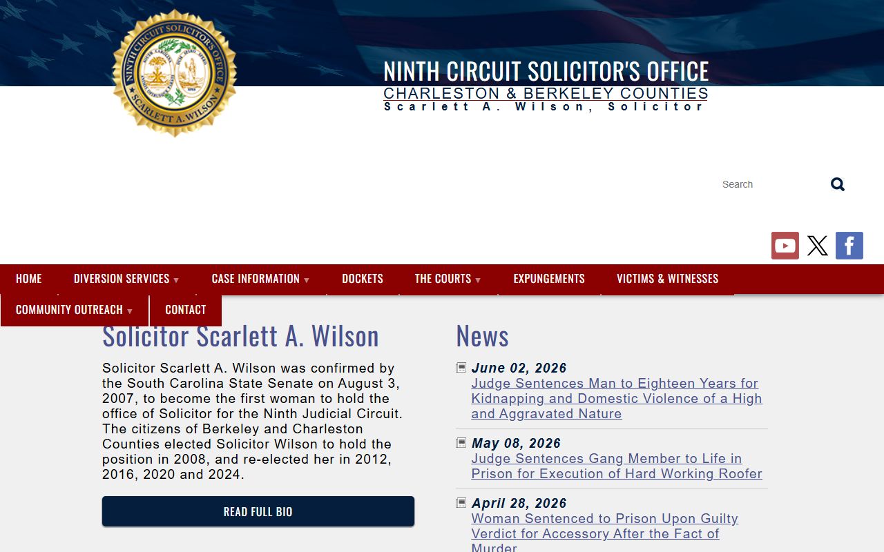 Berkeley County court dockets Ninth Judicial Circuit Solicitor homepage