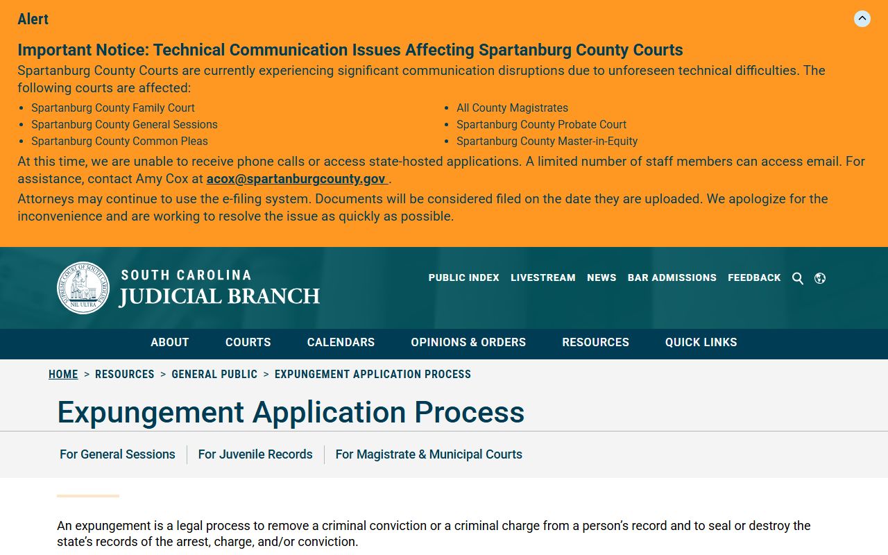 Berkeley County criminal court records expungement application process